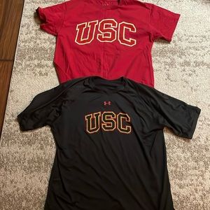 Large USC red t shirt and Xl under armor USC loose fitting shirt, worn once ,